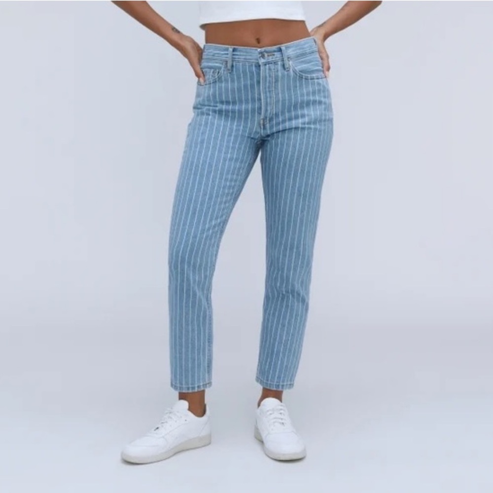 Everlane The 90s Cheeky Straight Ankle Jean Railroad Pinstripe Button Fly-27